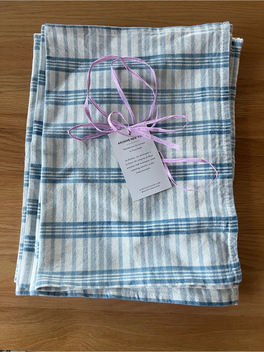 6 Archive New York Blue + White Striped Linen placemats